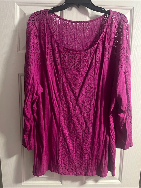new directions Tops - new directions Crochet Panel Scoop Neck Tunic - Fuchsia